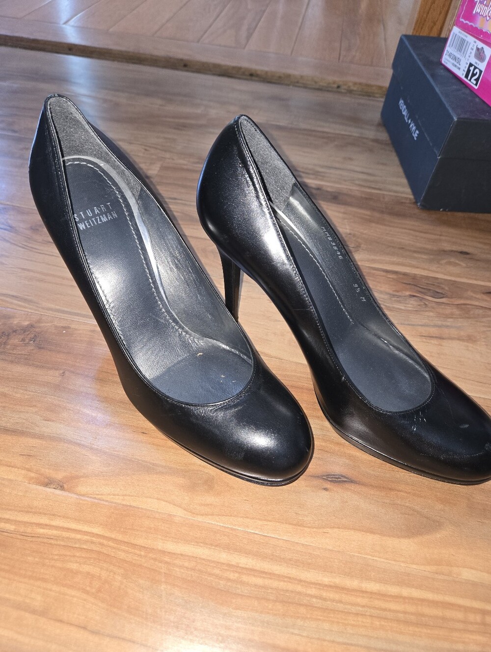 Stuart Weitzman Black Leather Heels